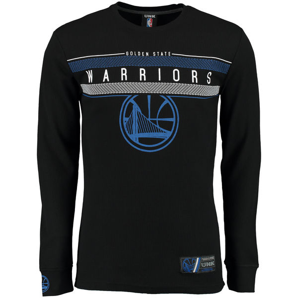 NBA Men Golden State Warriors UNK MVP Midtown Long Sleeve Thermal TShirt Black->nba t-shirts->Sports Accessory
